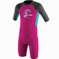 O'neill Toddler Reactor II 2MM Back Zip S/S Spring Wetsuit - Berry/LtAqua/Graph