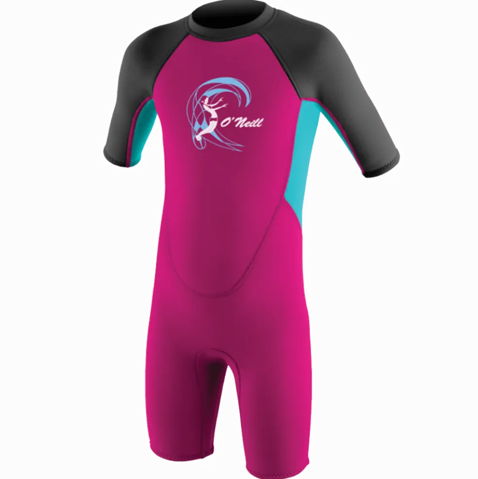 O'neill Toddler Reactor II 2MM Back Zip S/S Spring Wetsuit - Berry/LtAqua/Graph