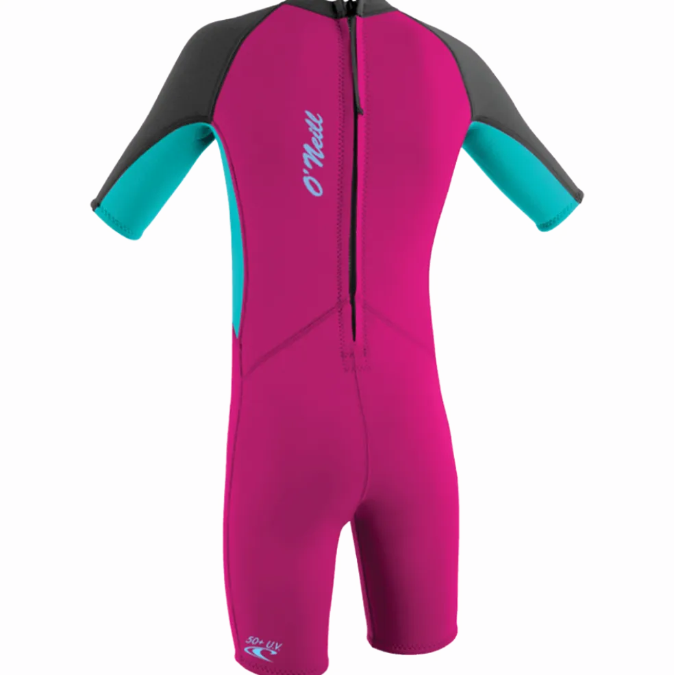 O'neill Toddler Reactor II 2MM Back Zip S/S Spring Wetsuit - Berry/LtAqua/Graph