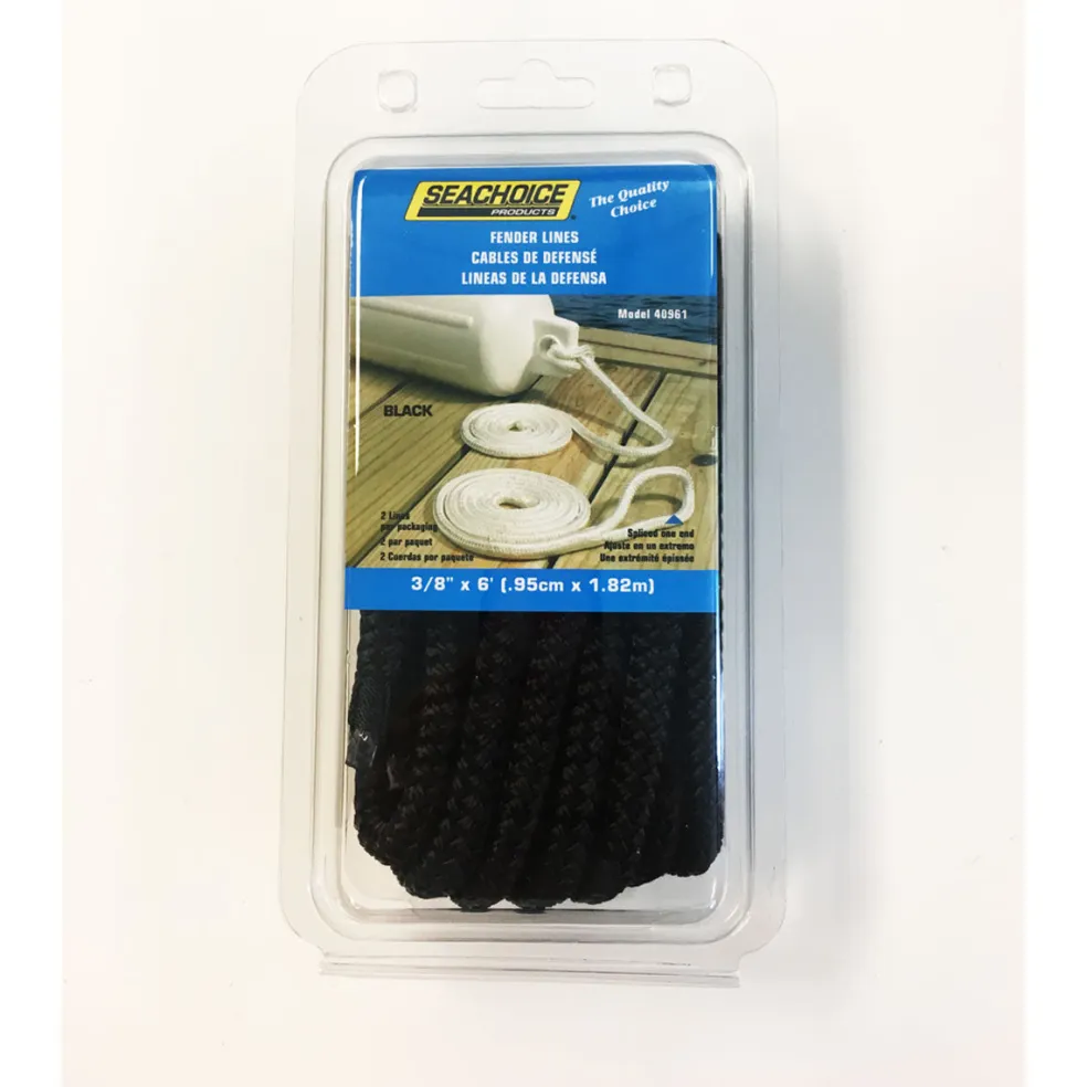 Seachoice Fender Lines 3/8" x 6' (Black)